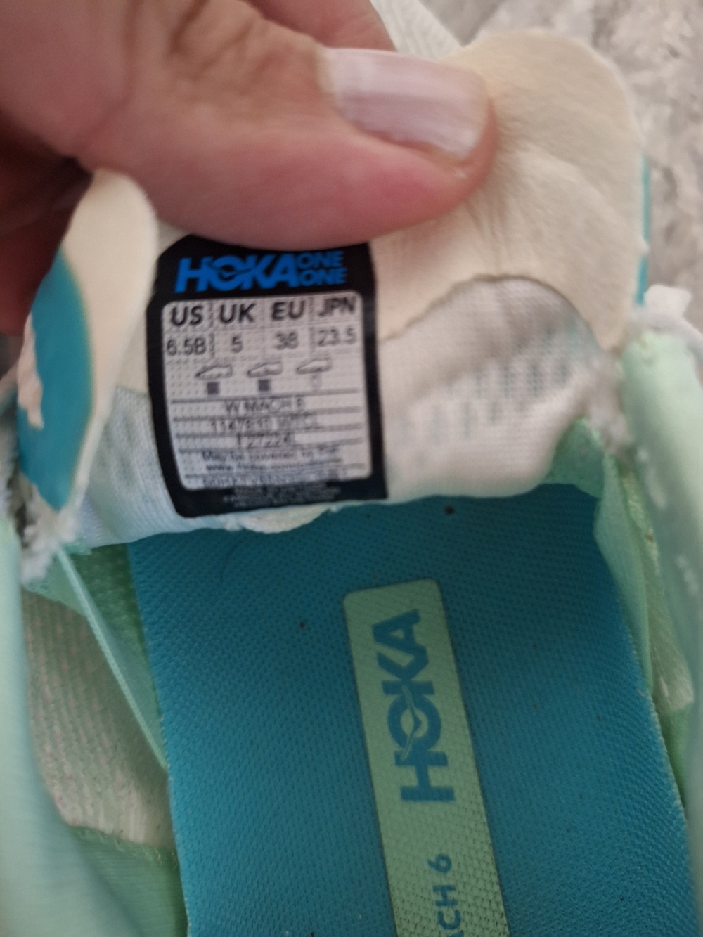 Hoka Women’s White & Light Blue Cushioned Running Shoes - Picture 4 of 7
